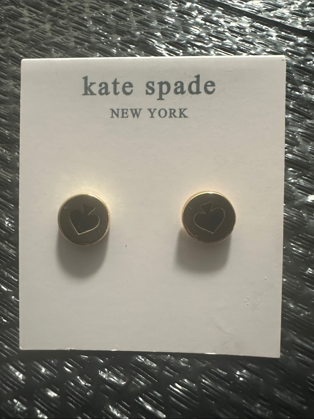 Kate Spade New York Black & Gold Logo Stud Earrings